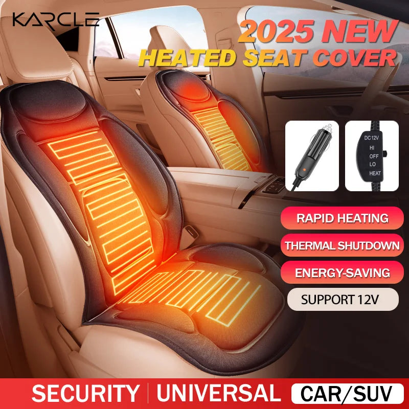 Winter Heated Car Seat Cover – 12V Fast-Heating Universal Seat Cushion, Warm Car Protector Cloak Pad Set (1/2pcs) - Delicate Leather  