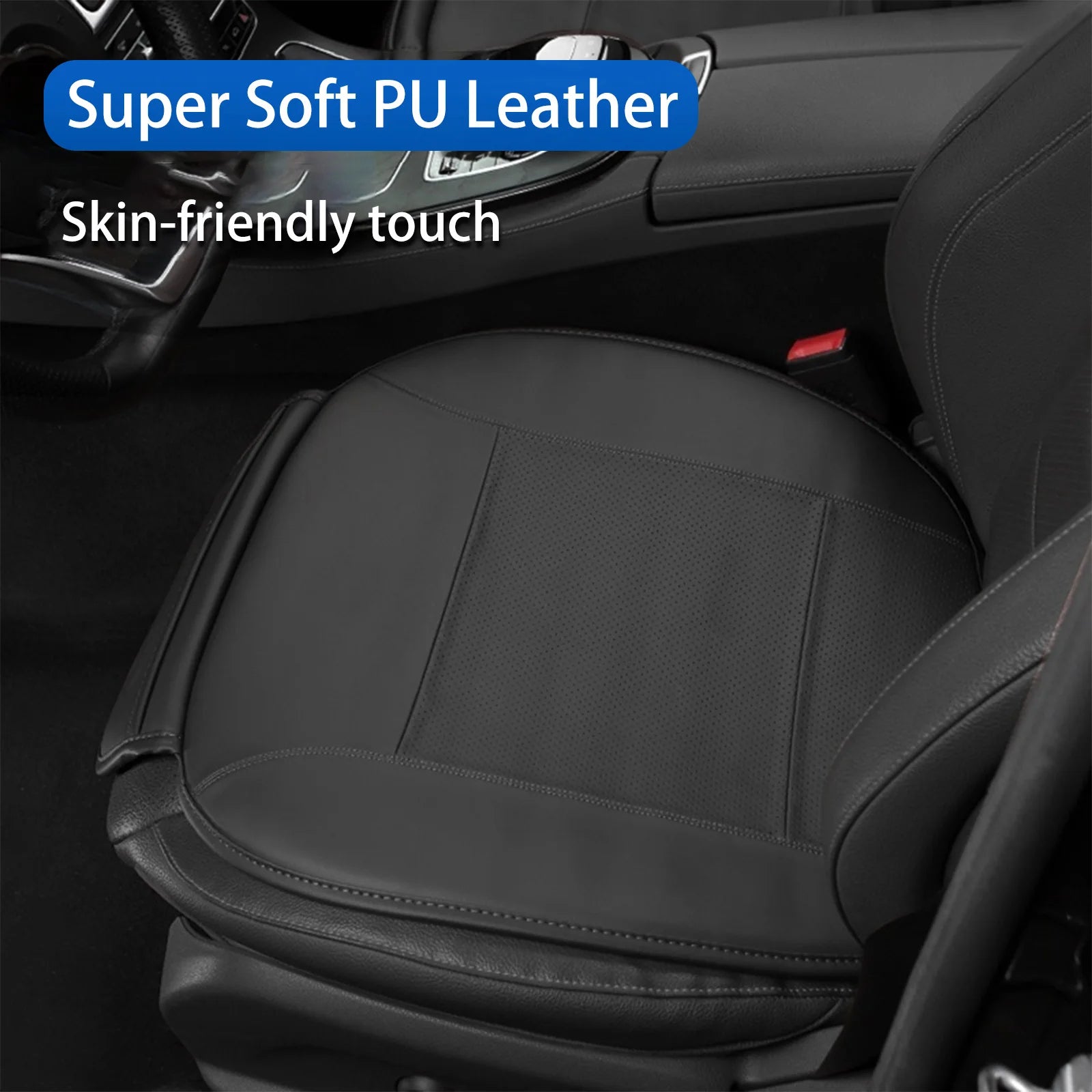 Premium Car Seat Cushion – Memory Foam Driver Seat Pad with Non-Slip Bottom, Ergonomic Support, Fits 95% of Vehicle Seats - Delicate Leather  