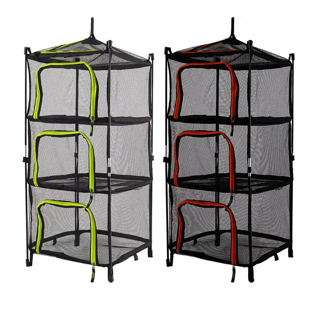 Ventilated Camping Tableware Storage: Foldable Hanging Mesh Fruit Rack and Drying Storage Net Rack, Perfect for Herb Drying and Folding Net Organization