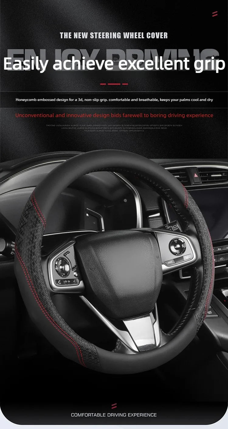 Nappa Leather Steering Wheel Cover – Anti-Slip Universal O/D Type Interior Accessory - Delicate Leather  