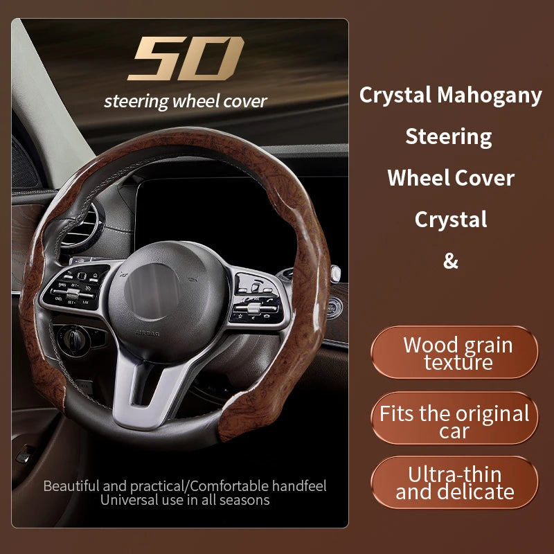 Peachwood Clip Steering Wheel Cover – Anti-Slip, Wear-Resistant PVC, Luxury Sports Car Interior Accessory - Delicate Leather  