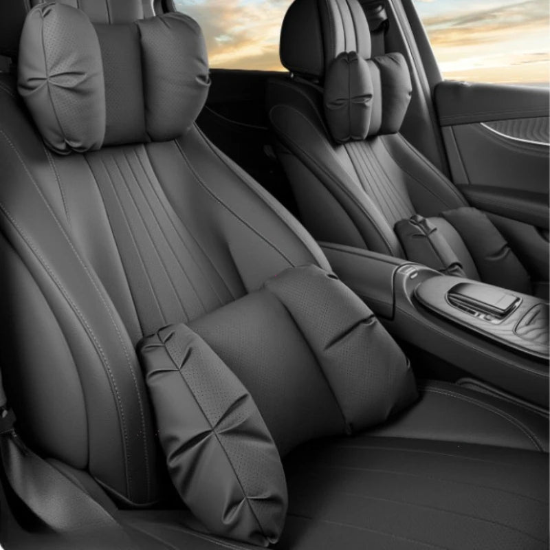 High Quality Universal Car Headrest Cushion Car Seat Neck Pillow Perforated Leather Breathable Lumbar Support Car Pillow - Delicate Leather  