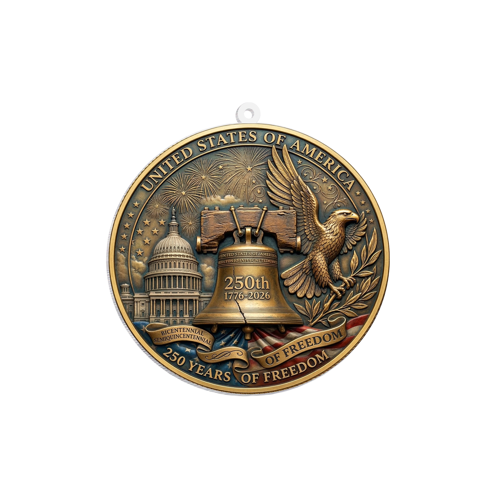 USA 250th Anniversary Rear View Mirror Accessory – Commemorative Hanging Ornament 01 - Delicate Leather  