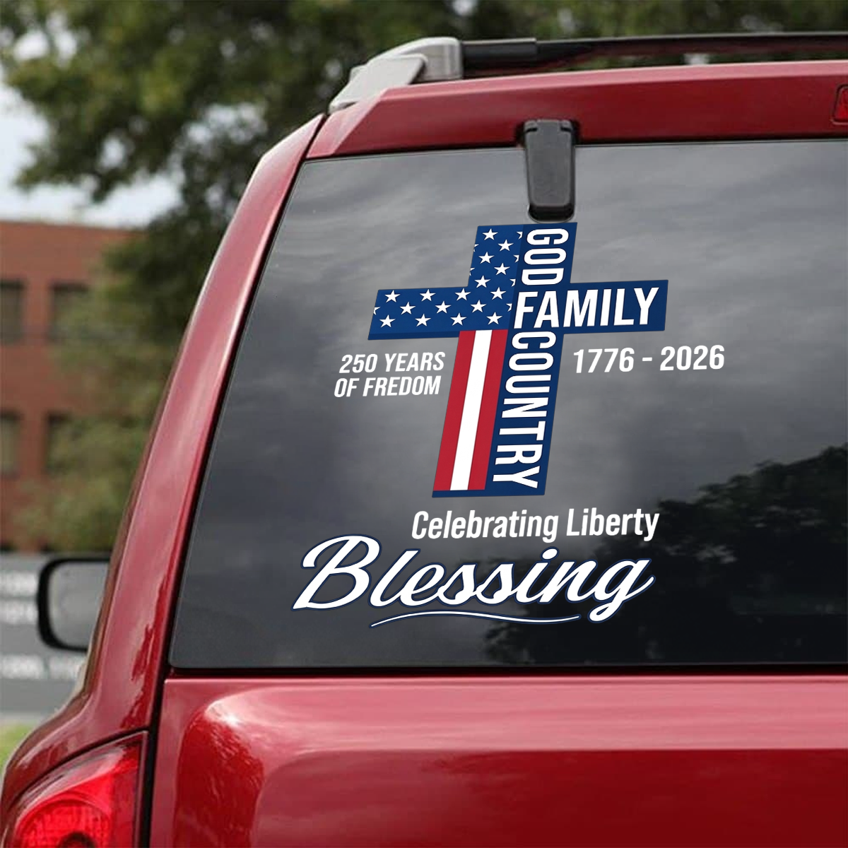 250 Years Blessing Cross Decal – Commemorative Cross Vinyl Sticker 02 - Delicate Leather  