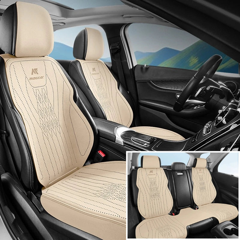 Premium Perforated Suede Car Seat Covers – Custom Fit, Full Wrapping, Multi-Model - Delicate Leather  