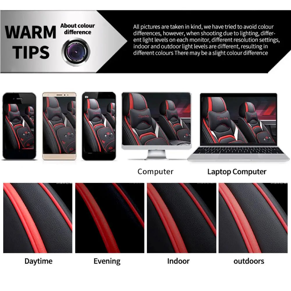 Black PU Leather Car Seat Covers – Waterproof, Non-Slip, Comfortable Front 2 Seat Cushion for Cars 01