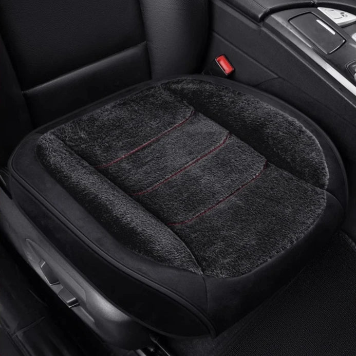Plush Car Seat Cushion – Soft Thickened Seat Pad with Non-Slip Base - Delicate Leather  