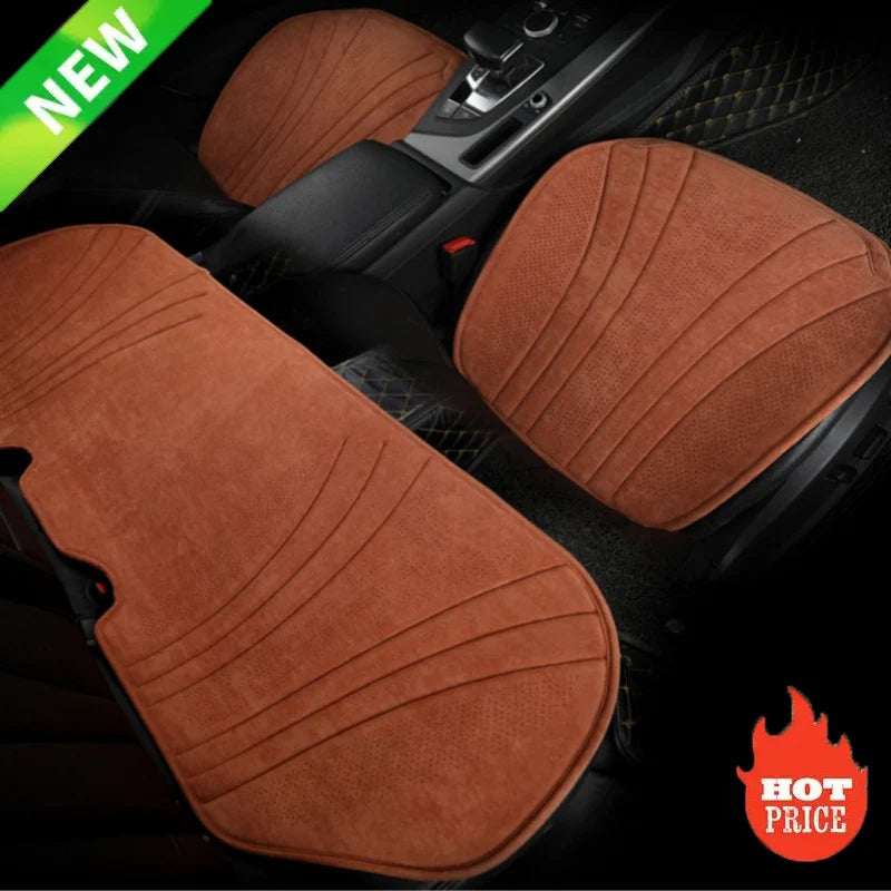 Suede Car Seat Cover - Breathable Front Seat Anti-slip Cushion - Universal 5-Seater Car Front/Rear Protection - Interior Accessories - Delicate Leather  