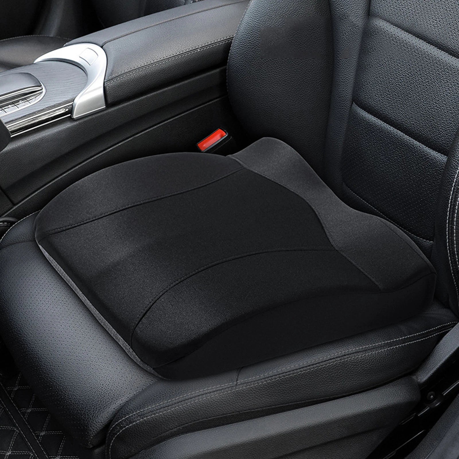 Car Booster Seat Cushion for Driver – Raised Memory Foam Seat Pad, Height-Enhancing Comfort Cushion with Washable Cover - Delicate Leather  