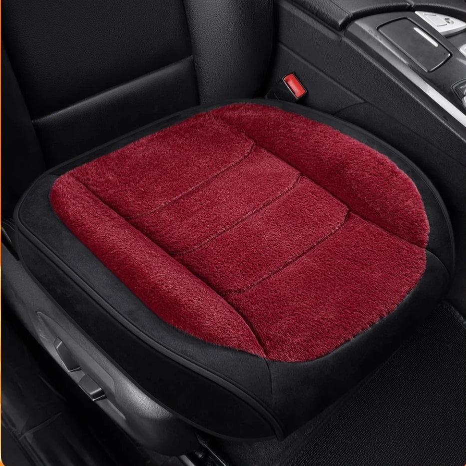 Plush Car Seat Cushion – Soft Thickened Seat Pad with Non-Slip Base - Delicate Leather  