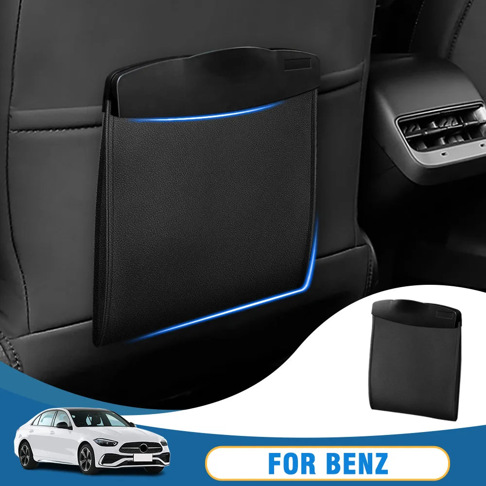 Car Back Seat Hanging Trash Bag – Portable Garbage Storage Pocket for Vehicle Interior Organization - Delicate Leather  