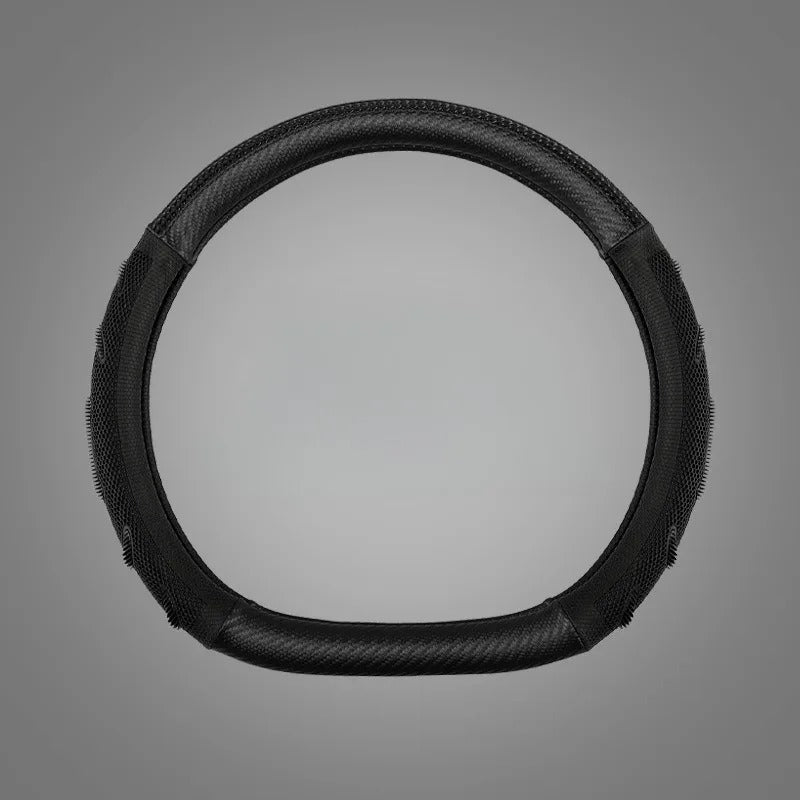 Carbon Fiber Steering Wheel Cover – Universal 38CM O/D Shape Honeycomb Non-Slip Grip - Delicate Leather