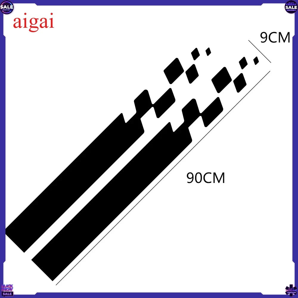 Car Hood Long Stripe Vinyl Decal Set – Sport Styling Graphic Stickers - Delicate Leather