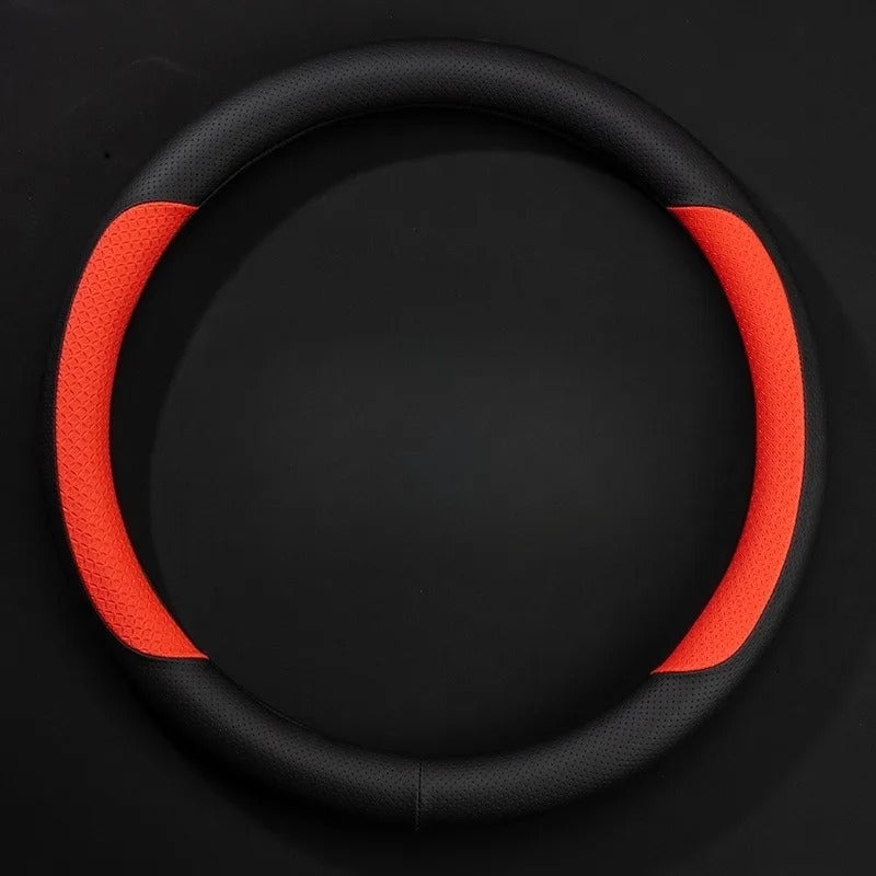 Nappa Leather Steering Wheel Cover – Non-Slip Universal 38 cm