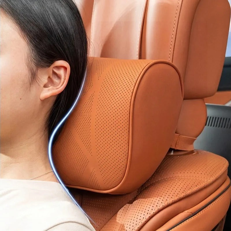 Nappa Leather Car Neck Pillow & Waist Pillow Set – Universal Car Seat Accessories - Delicate Leather