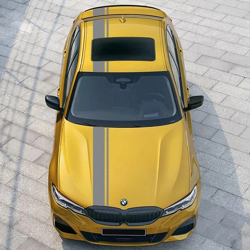 Long Racing Stripe Car Decal – 400 × 16cm PVC Hood Roof & Trunk Vinyl Sticker - Delicate Leather