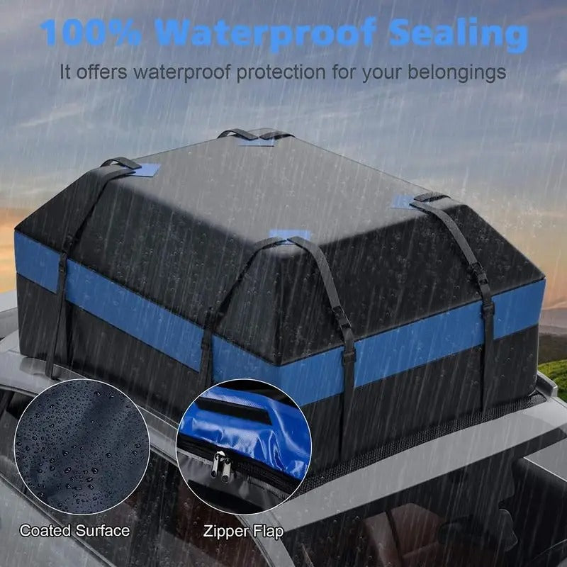 Roof Luggage Bag Rooftop Cargo Bag For Car Rooftop Cargo Carrier Bag 15 Cubic Feet Waterproof Car Roof Travel Bag For Vehicles