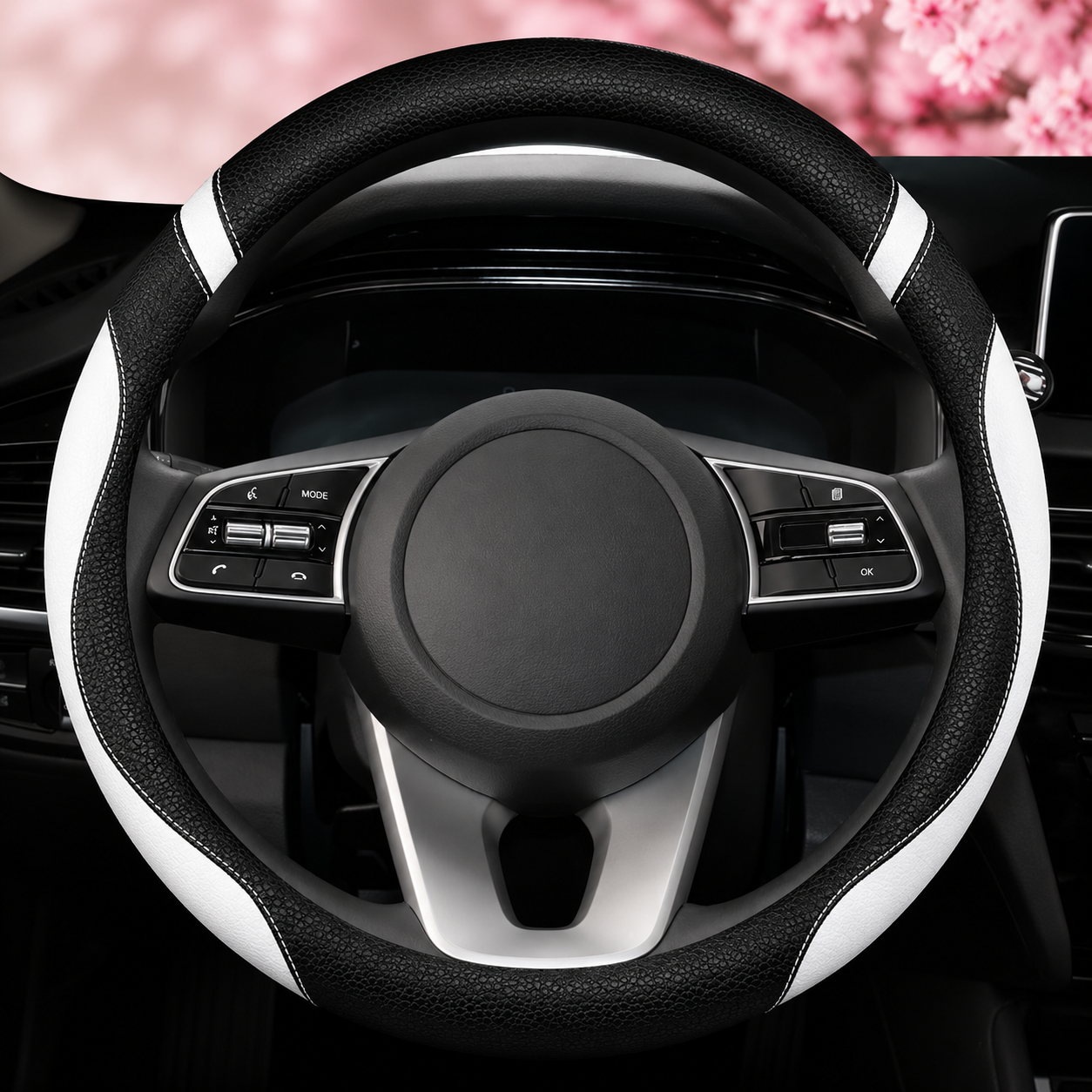 PU Leather Car Steering Wheel Cover – 38CM Non-Slip Breathable Auto Interior Accessory - Delicate Leather