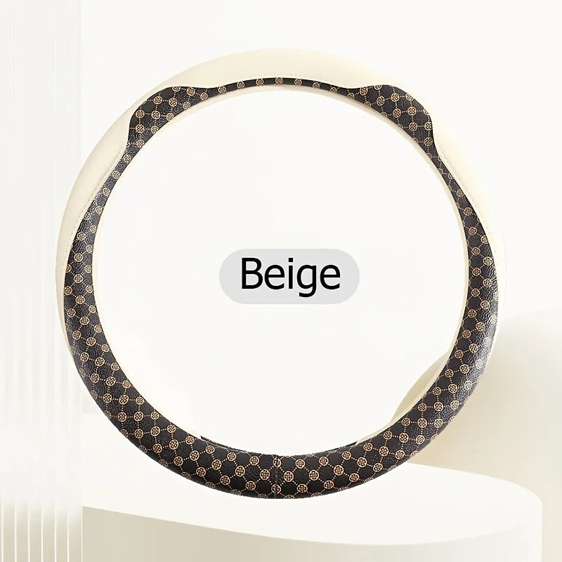 Vintage PU Leather Steering Wheel Cover – Universal All-Season Non-Slip Grip - Delicate Leather