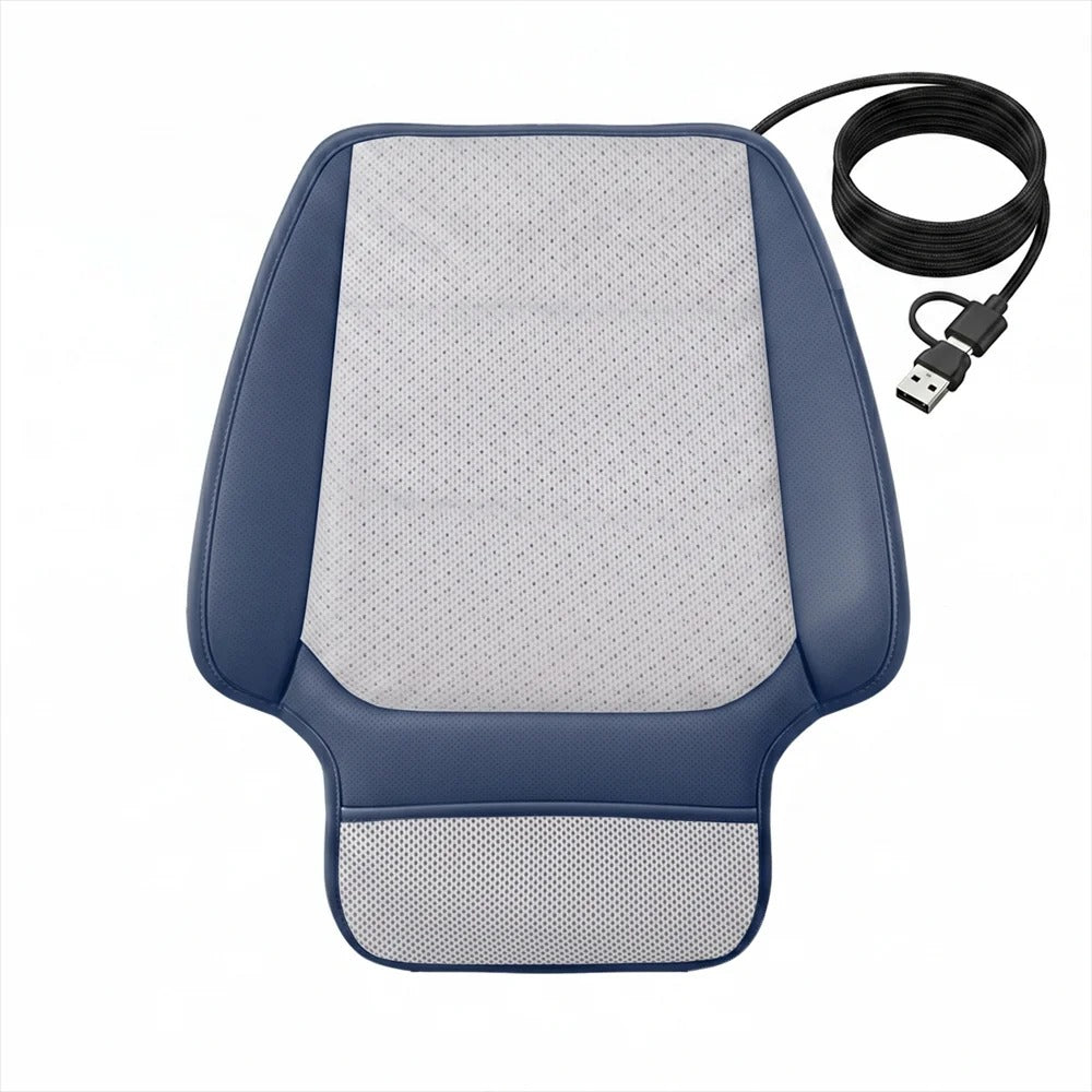 USB Cooling Car Seat Cushion – Ventilated Seat Pad with Intelligent Fan System - Delicate Leather  