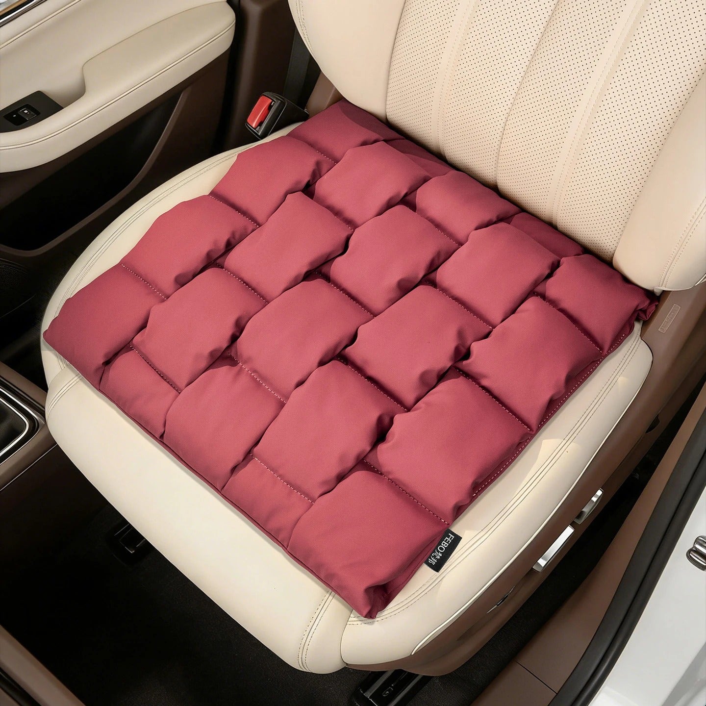 Square Bubble Car Seat Cushion – Breathable Anti-Slip Front Seat Pad - Delicate Leather