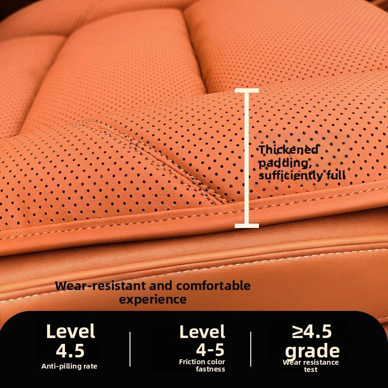 Perforated Nappa Leather Car Seat Cover – Breathable All-Season Universal Seat Cushion - Delicate Leather
