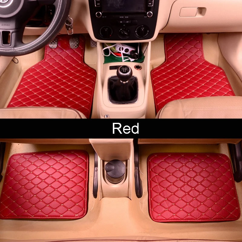 Universal Leather Car Floor Mats – 4-Piece Set with Multi-Layer Design - Delicate Leather