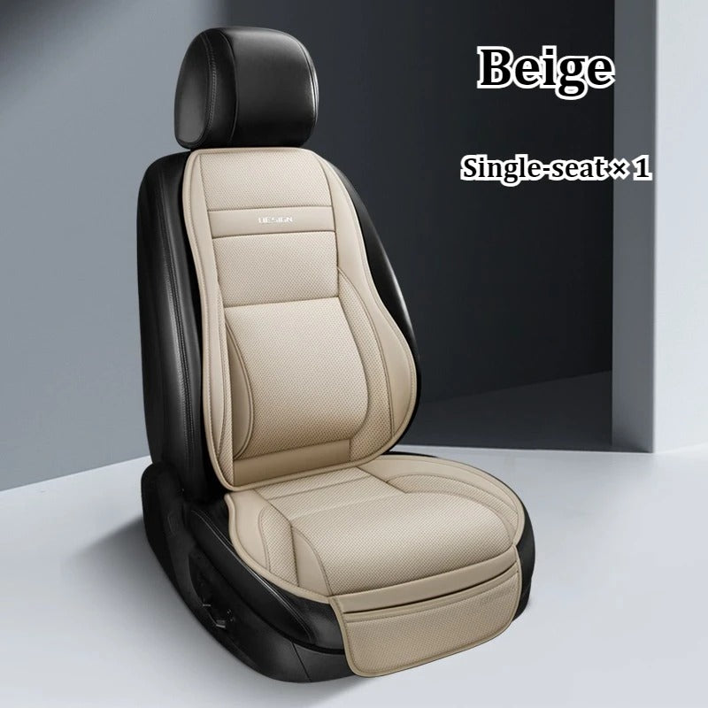 PU Leather Car Cushion Pad – Ventilated Design with Storage Pockets, Universal Fit - Delicate Leather  