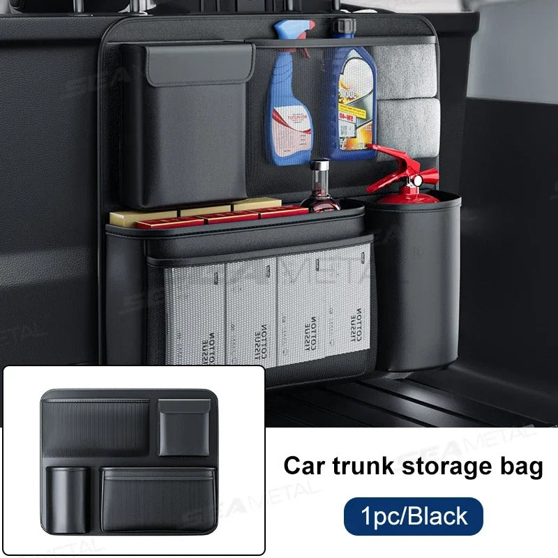 PU Leather Car Trunk Storage Bag – Multi-Pocket Seat Back Organizer for SUV/MPV