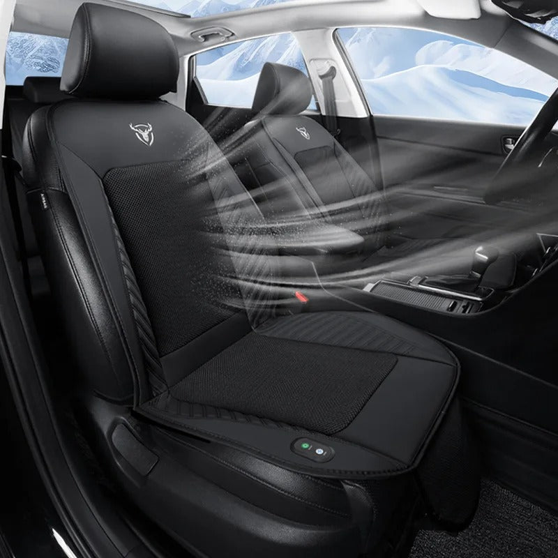 12V Ventilated Car Seat Cushion – Cooling & Massage Function with Built-In Fans for Summer Driving Comfort - Delicate Leather  