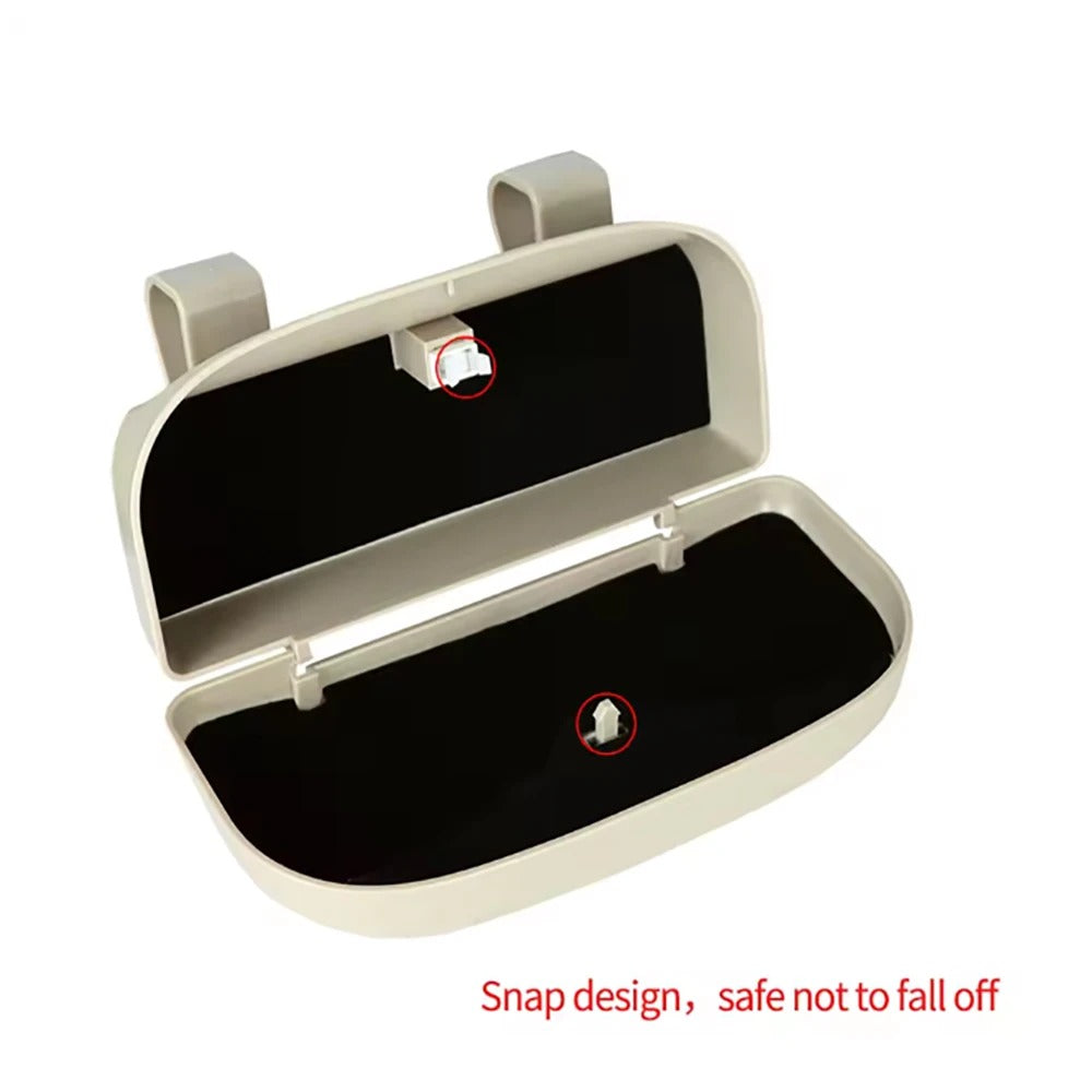 Car Sun Visor Glasses Holder – ABS Sunglasses Storage Case with Magnetic Closure - Delicate Leather  