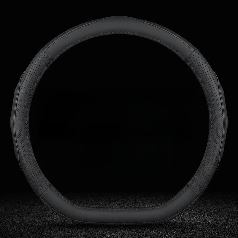 Genuine Leather Steering Wheel Cover – Anti-Slip Universal 38cm Interior Accessory - Delicate Leather  