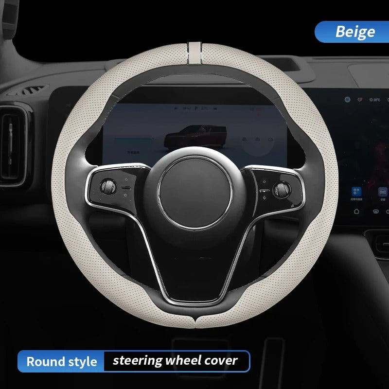 Premium Steering Wheel Cover – Easy Installation, Anti-Slip Universal 38cm Fit - Delicate Leather