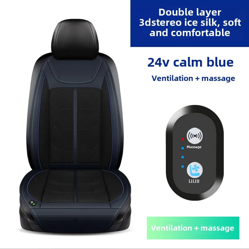12V Universal Car Seat Ventilation Cover – Air-Conditioned Cooling Cushion for Summer Comfort - Delicate Leather  