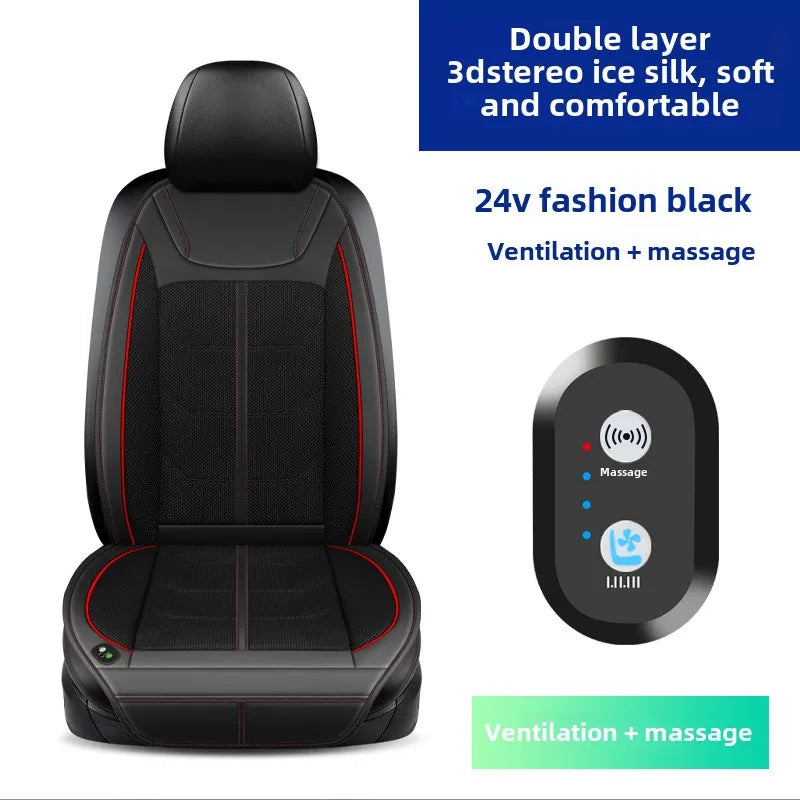 12V Air-Conditioned Car Seat Cushion – Universal Ventilated Cooling Cover, Breathable Summer Seat Pad for Vehicle Interior - Delicate Leather  