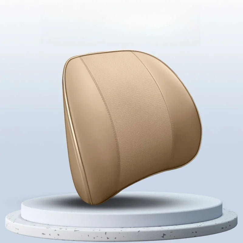 Ventilated Memory Foam Car Neck & Lumbar Pillow – Slow Rebound, Universal Seat Support - Delicate Leather  