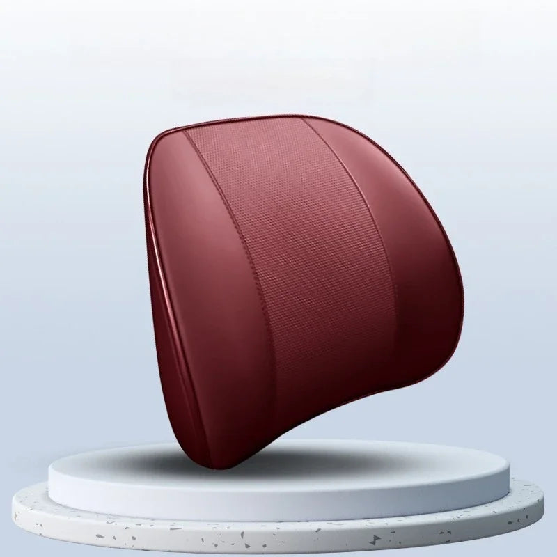 Ventilated Memory Foam Car Neck & Lumbar Pillow – Slow Rebound, Universal Seat Support - Delicate Leather  