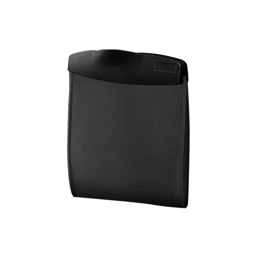 Car Back Seat Hanging Trash Bag – Portable Garbage Storage Pocket for Vehicle Interior Organization - Delicate Leather  