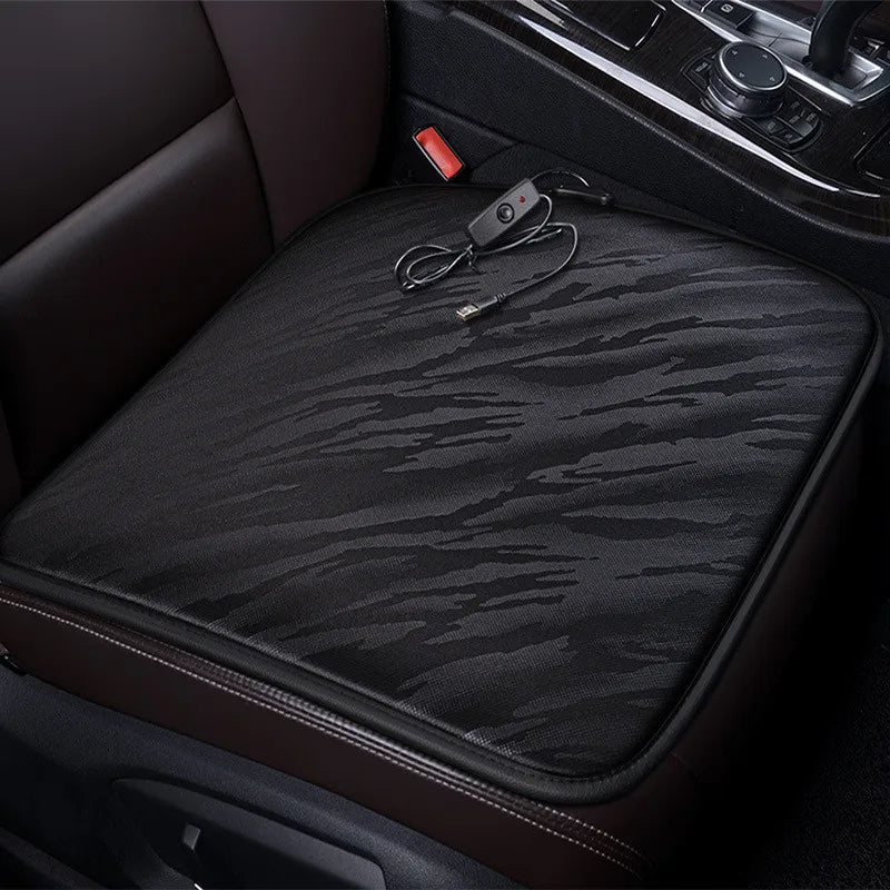5V USB Heated Seat Cushion – Winter Warmer Anti-Slip Chair Pad for Car, Office & Home (Universal 45×45 cm) - Delicate Leather  