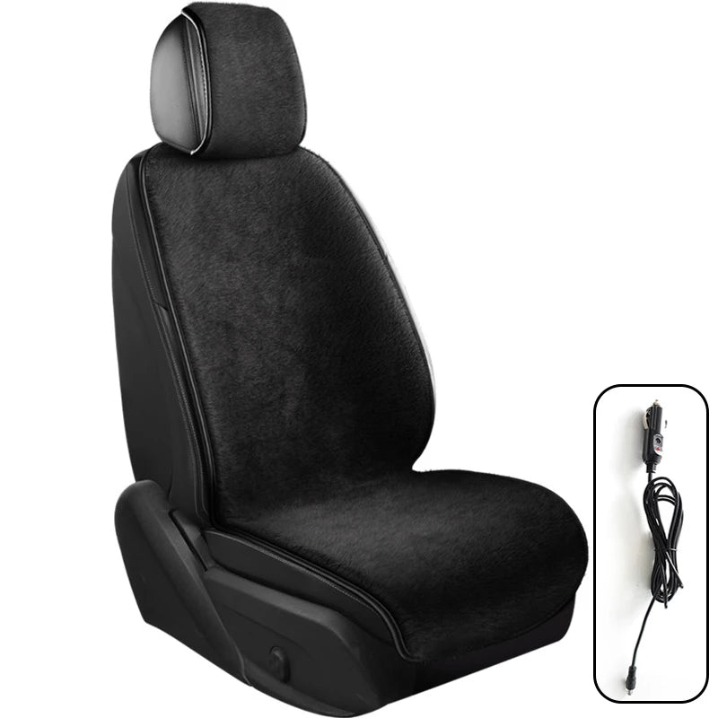 Heated Car Seat Cover 12V – Fast Heating Plush Seat Cushion for Winter Comfort - Delicate Leather  