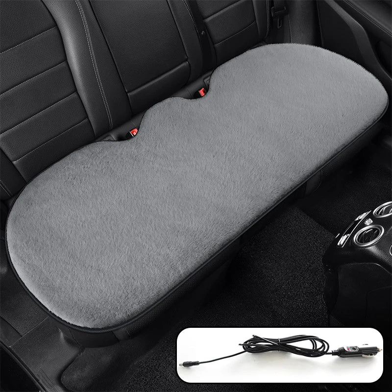 Heated Car Seat Cover 12V – Fast Heating Plush Seat Cushion for Winter Comfort - Delicate Leather  