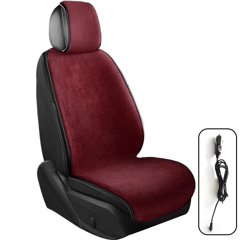 Heated Car Seat Cover 12V – Fast Heating Plush Seat Cushion for Winter Comfort - Delicate Leather  