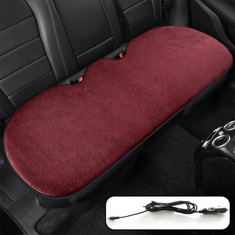 Heated Car Seat Cover 12V – Fast Heating Plush Seat Cushion for Winter Comfort - Delicate Leather  