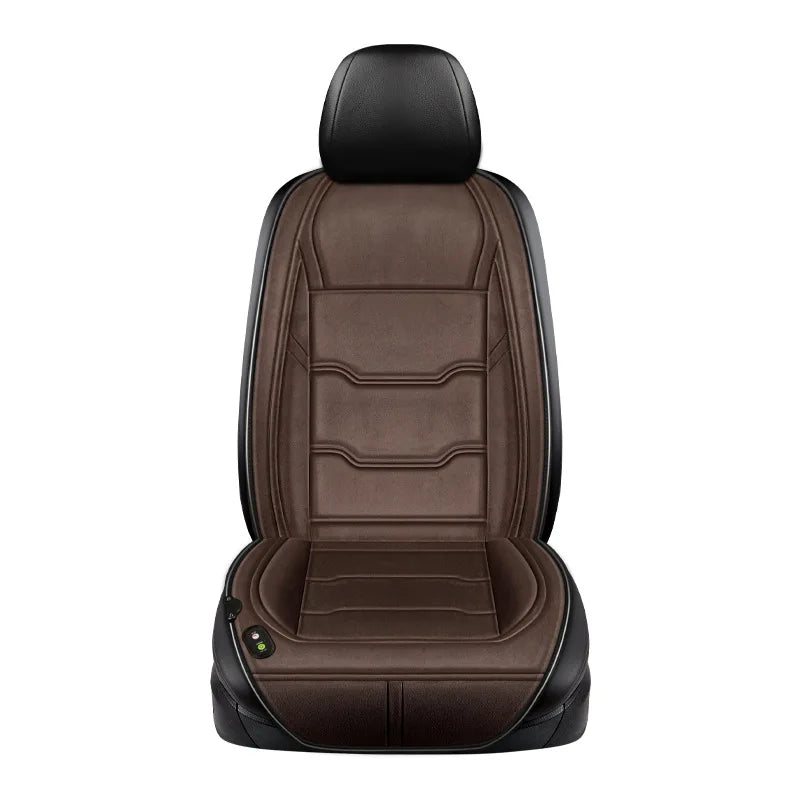 12V/24V Heated Car Seat Cover – Universal Fast-Heating Winter Seat Cushion with Auto Power Protection - Delicate Leather  