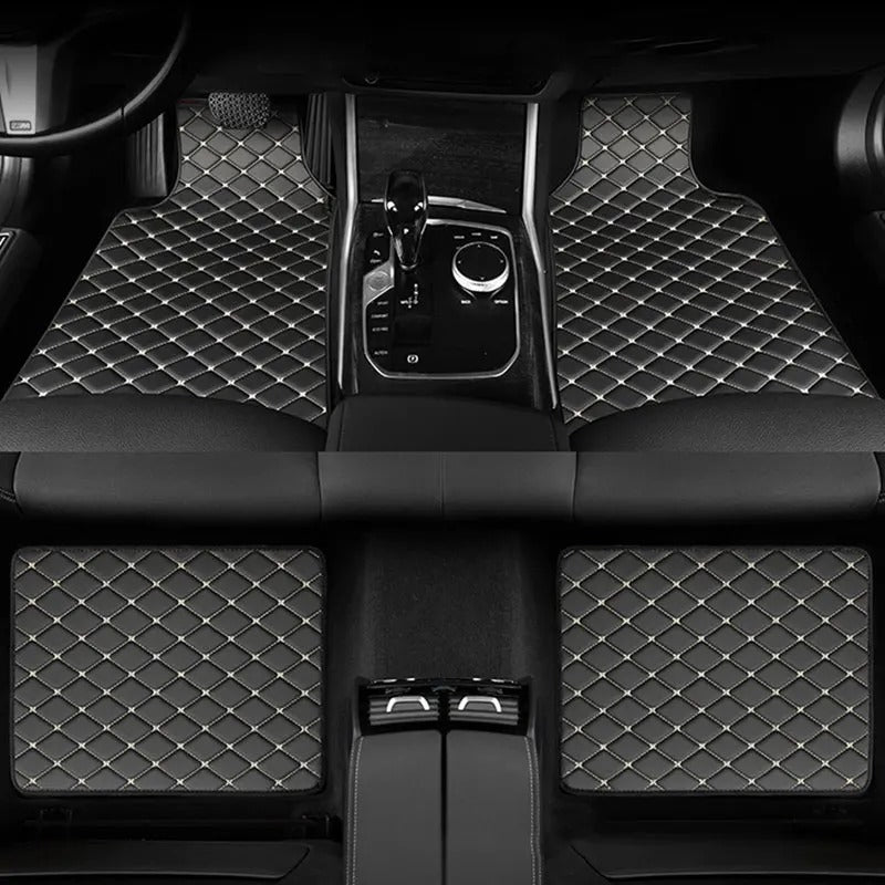 Universal PU Leather Car Floor Mats – Waterproof All-Weather 4-Piece Floor Mat Set for 5-Seat Vehicles - Delicate Leather
