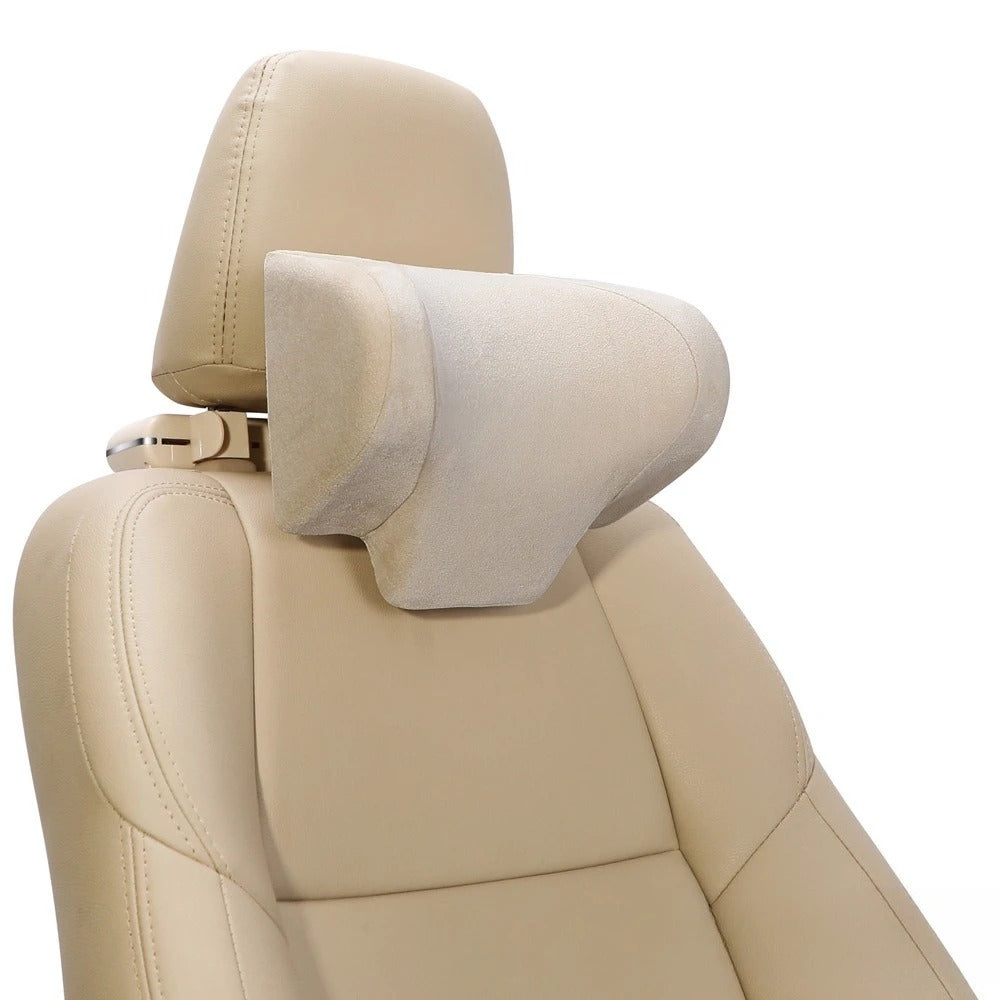 Adjustable Memory Foam Car Headrest Pillow – Universal Neck Support for Driver & Passenger - Delicate Leather