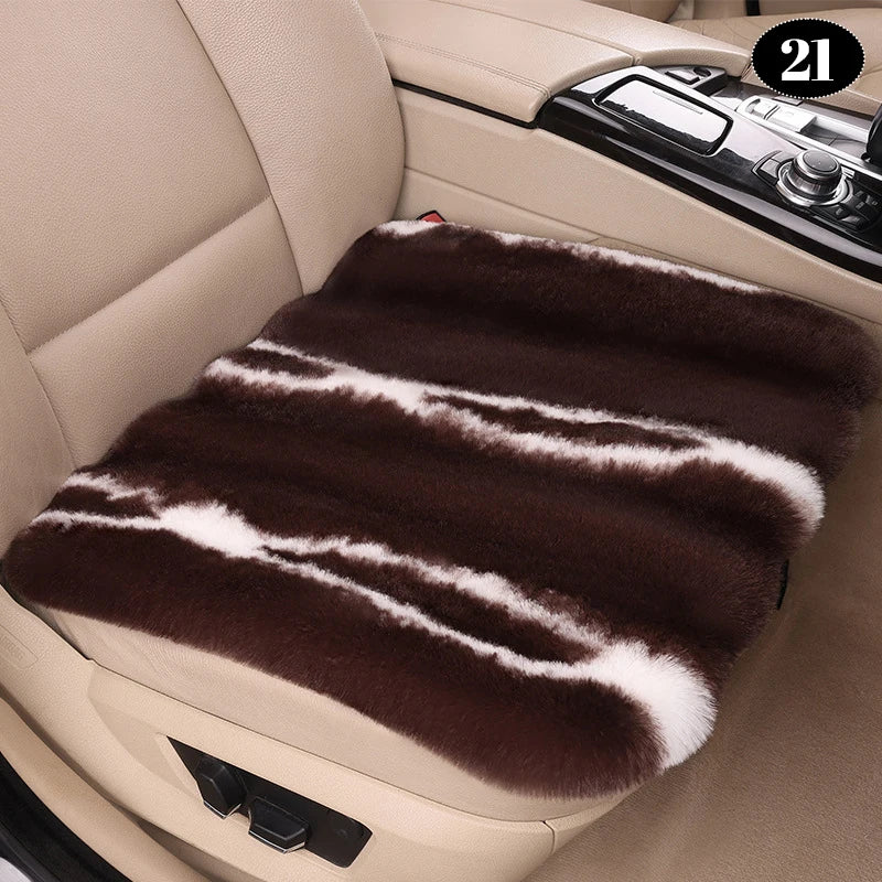 Universal Winter Faux Wool Car Seat Cover – Thickened Warm Plush Cushion, Soft Artificial Fur Interior Accessory - Delicate Leather  