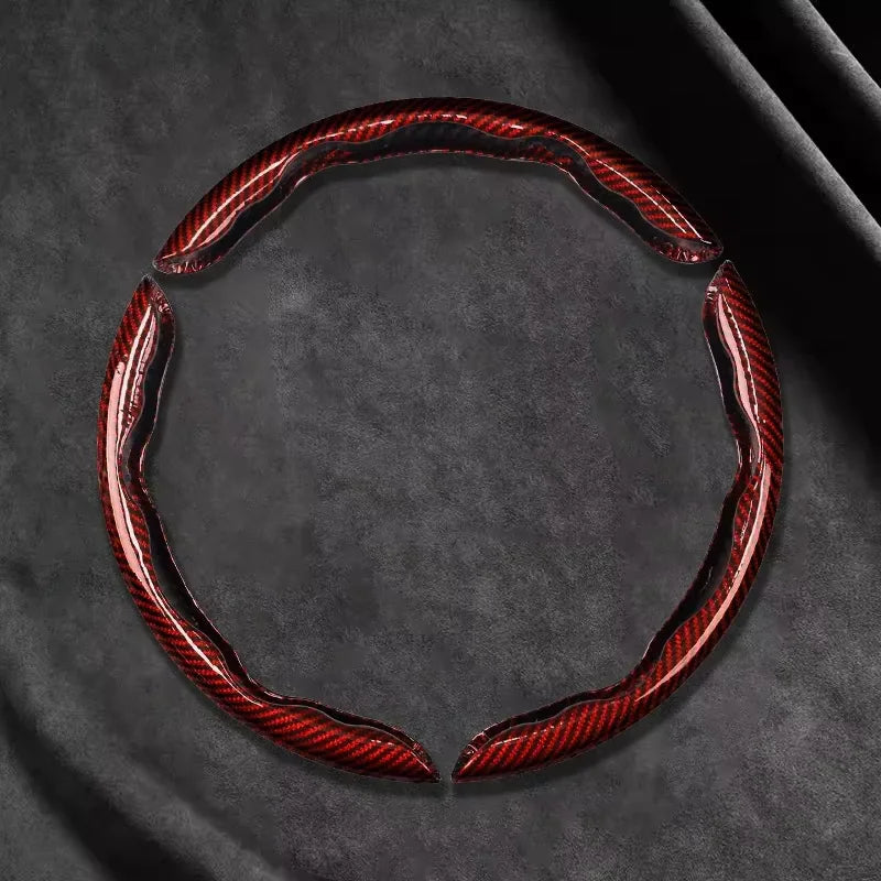 2/3PCS Carbon Fiber Style Steering Wheel Grip Covers – Anti-Slip Universal Set