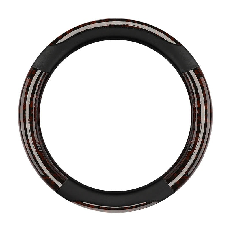 Carbon Fiber & Leather Steering Wheel Cover – 38CM Non-Slip Sport Grip O/D Shape - Delicate Leather