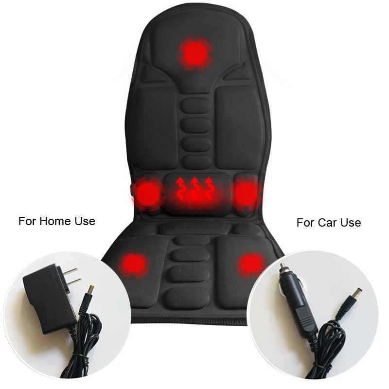 Heated Massage Seat Cushion – Full Back & Seat Pad for Car, Home & Office - Delicate Leather  